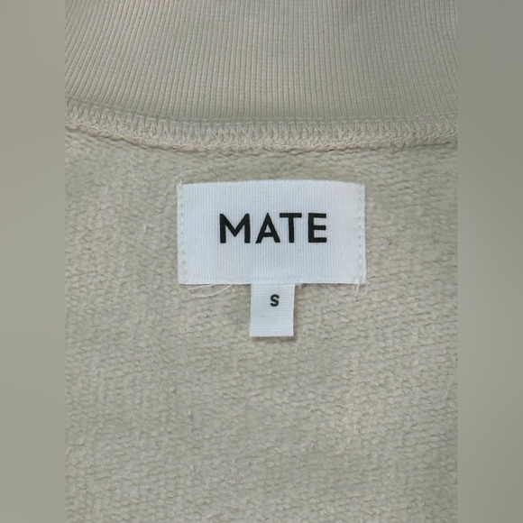 NEW MATE the Label Organic Fleece Half-Zip Sweatshirt — Bone • NWT • Size S - Picture 11 of 13